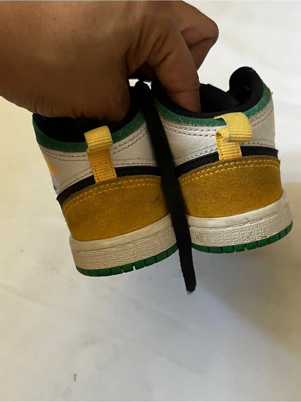 Nike toddler High-Top Sneakers in White, Black, Green & Mustard 5C